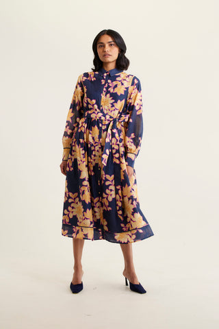 Hazel Cotton Silk In Navy Lulu Print