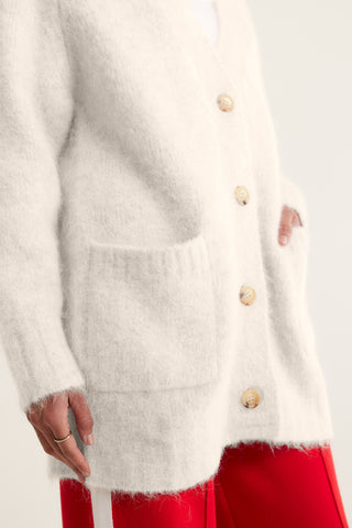Williamsburg Brushed Alpaca Cardi In White