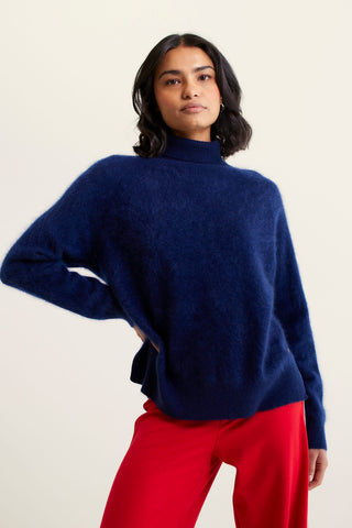 Rose Cashmere Polo In Navy