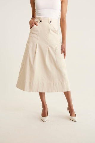 Baxter Cotton Drill Skirt In Pebble