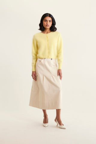 Sydney Brushed Cashmere Cardi In Lemon