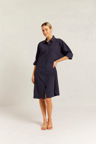 Briar Pima Cotton Dress in Navy