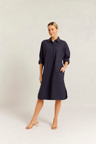 Briar Pima Cotton Dress in Navy