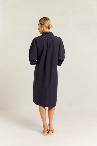 Briar Pima Cotton Dress in Navy