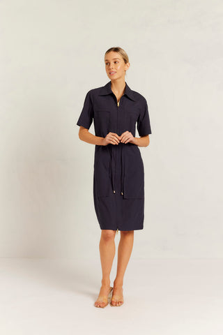 Avery Pima Cotton Dress in Navy