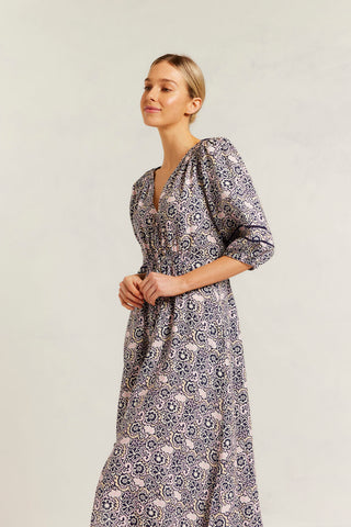 Lolita Lace Dress in Navy Raya Print