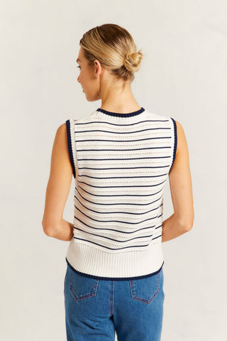 Alyssa Cotton Knit Vest in Ivory