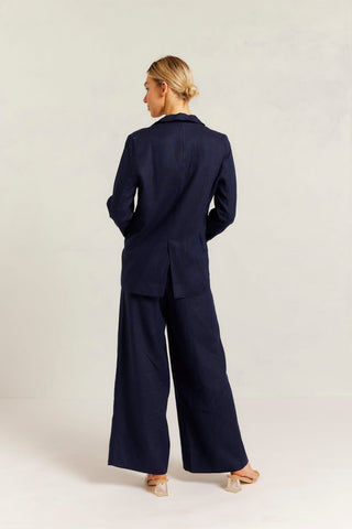 Devon Linen Blazer in Navy