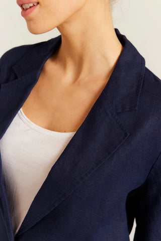 Devon Linen Blazer in Navy