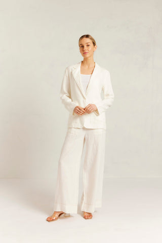 Devon Linen Blazer in Ivory