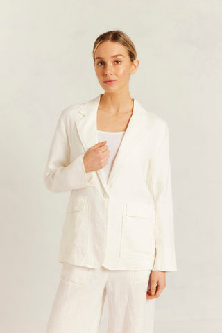 Devon Linen Blazer in Ivory