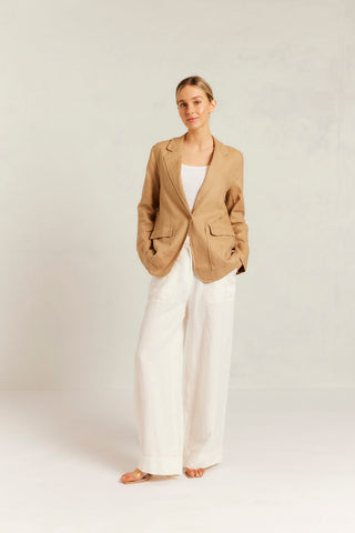 Devon Linen Blazer in Latte