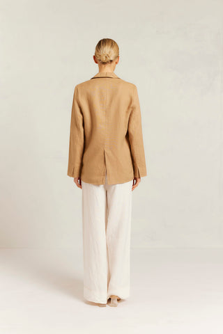 Devon Linen Blazer in Latte