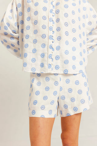 Arlo Linen Short in Bluebell Posy Print