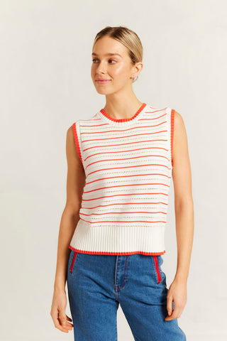 Alyssa Cotton Knit Vest in Poppy