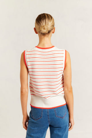 Alyssa Cotton Knit Vest in Poppy