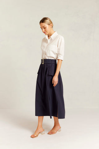 Valora Pima Cotton Skirt in Navy