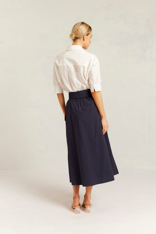 Valora Pima Cotton Skirt in Navy