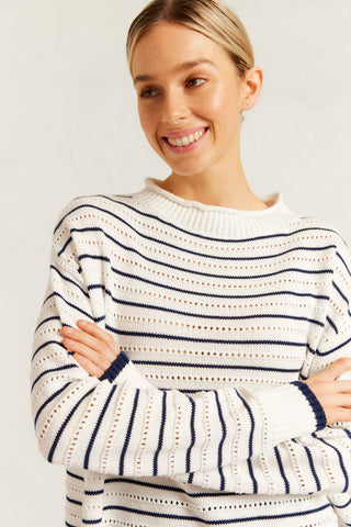 Alyssa Cotton Knit Sweater in Ivory