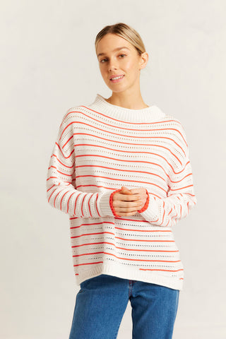 Alyssa Cotton Knit Sweater in Poppy