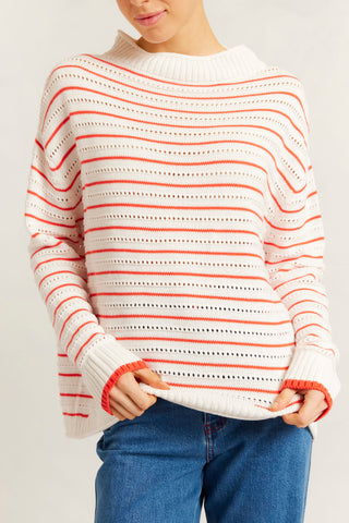 Alyssa Cotton Knit Sweater in Poppy