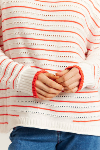 Alyssa Cotton Knit Sweater in Poppy