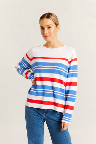 Fiorella Cotton Knit Sweater in Sailor