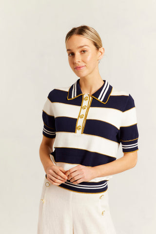 Amalfi Polo Top in Navy