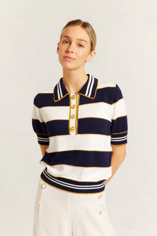 Amalfi Polo Top in Navy