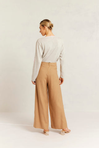 Atlas Linen Pant in Latte