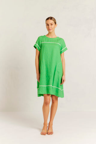 Laine Linen  Dress in Clover