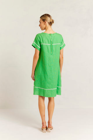 Laine Linen  Dress in Clover