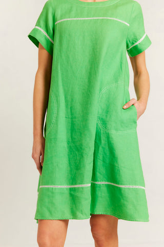 Laine Linen  Dress in Clover