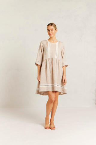 Babydoll Lace Linen Dress in String