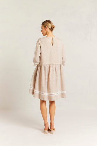 Babydoll Lace Linen Dress in String