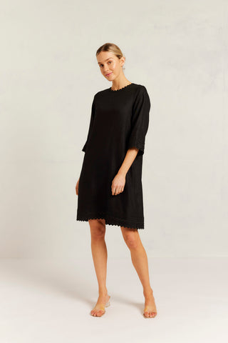 Claire Linen Dress in Black