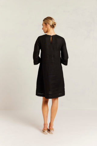 Claire Linen Dress in Black