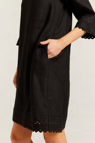 Claire Linen Dress in Black