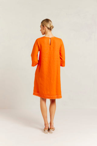 Claire Linen Dress in Tangelo