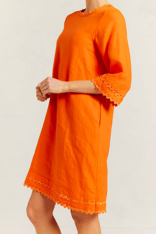 Claire Linen Dress in Tangelo