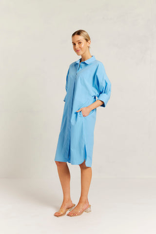 Briar Pima Cotton Dress in Cornflower