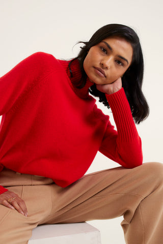 Fifi Cashmere Polo Sweater In Crimson