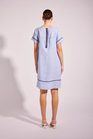 Laine Linen Dress in Blue Stripe