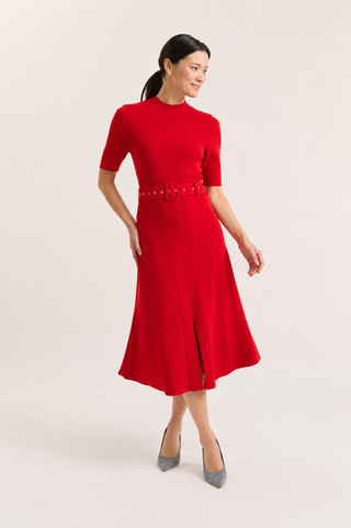 Parker Crepe Knit Dress In Red