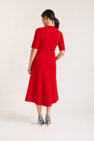 Parker Crepe Knit Dress In Red