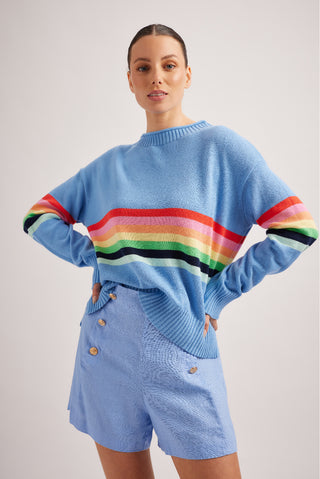 Rainbow Bella Cotton Sweater in Bluebell