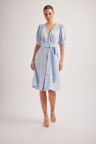 Bellini Linen Dress in Water