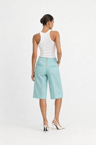 Bermuda Linen Short In Aquamarine