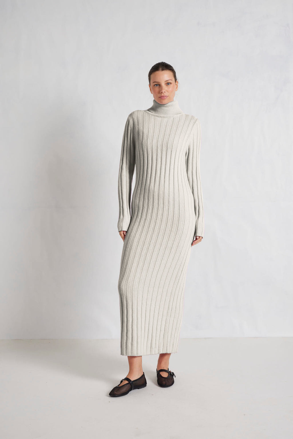 Valerie Merino Cashmere Polo Dress in Crystal – Alessandra