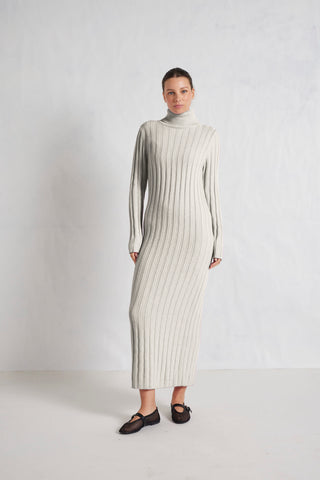 Alessandra Knitwear Valerie Merino Cashmere Polo Dress in Crystal 